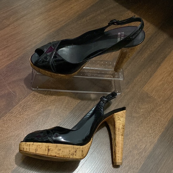 Stuart Weitzman Waged Black Patent Slingback Pumps Heel 4.5’ Approx Size 8 - Picture 5 of 14